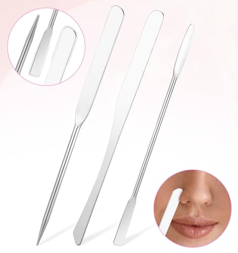Thrymme 3Pcs Metal Cosmetic Spatula Set for Foundation & Face Cream Mixing