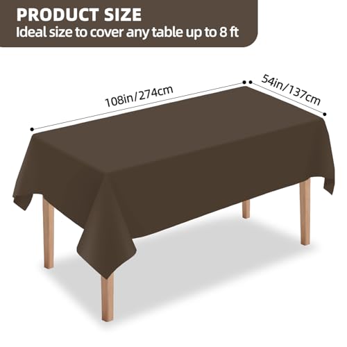 DaiUni Brown Plastic Disposable Tablecloth 54" x 108" Rectangle