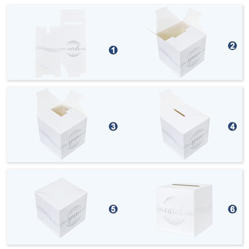 QIKSION White Gift Card Box with Silver Foil Design - 8.7"