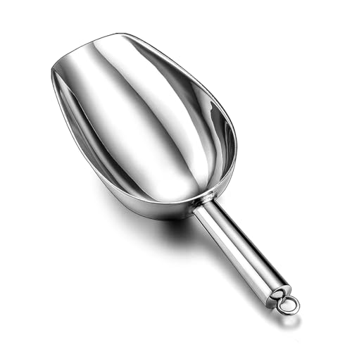 TeamFar 5 oz Stainless Steel Ice Scoop - Durable Metal Food Candy Scoop