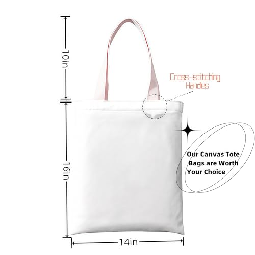 Spacious White Canvas Tote Bag - Lightweight Reusable 2 Pack