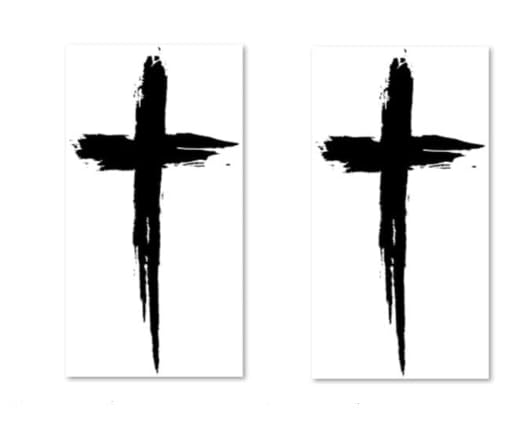 Black Herbal Cross Temporary Tattoos 2 Pcs Realistic Fake Arm Tattoo
