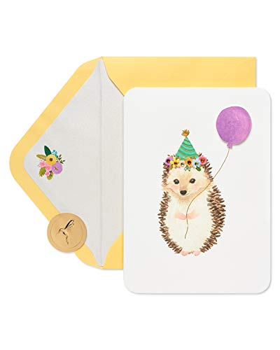 Papyrus Hedgehog Birthday Card - Cute Design, 5x7 Size