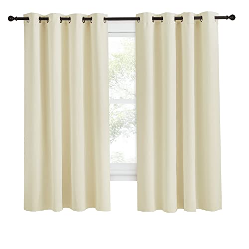 NICETOWN Blackout Curtain Panel, Beige 55 x 68 Inch Triple Weave Drape