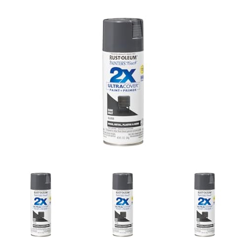 Rust-Oleum Painter's Touch 2X Ultra Cover Spray Paint, Gloss Dark Gray, 12 oz (Pack of 4)