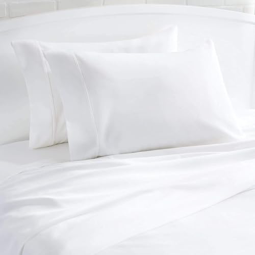 King Egyptian Cotton Pillowcases Set of 2 - Soft Sateen Weave, Pearl White