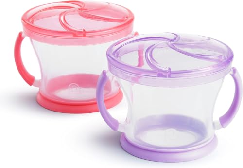 Munchkin Snack Catcher Toddler Cups, Spill-Proof, 2-Count Pack, Pink/Purple