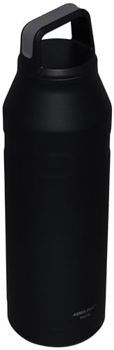STANLEY IceFlow Cap and Carry Water Bottle 50 oz | Wide Mouth Twist Lid | Lightweight and Leakproof for Travel and Sports | Insulated Stainless Steel | BPA-Free | Black Glimmer