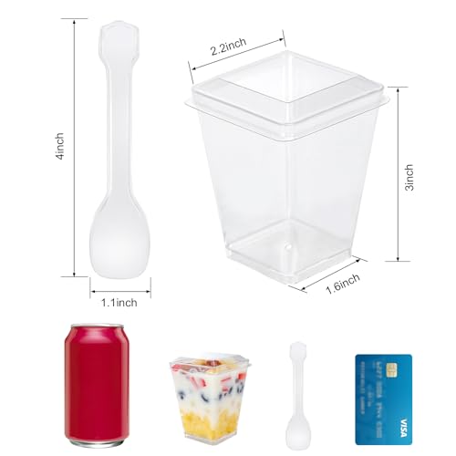 20 Pack 5oz Plastic Dessert Cups with Lids & Spoons - Parfait, Pudding, Fruit