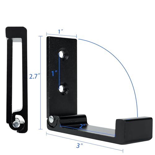 Aynoo 2 Pack Folding Heavy Duty Wall Coat Hooks - Black, Includes Hardware