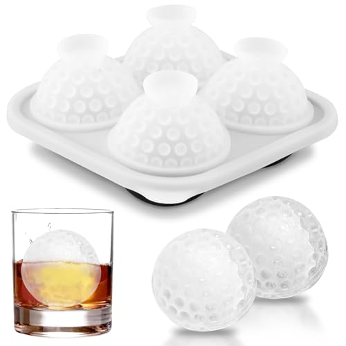 Golf Ball Silicone Ice Cube Mold, 4-Cavity Sphere Tray for Whiskey and Cocktails, Black