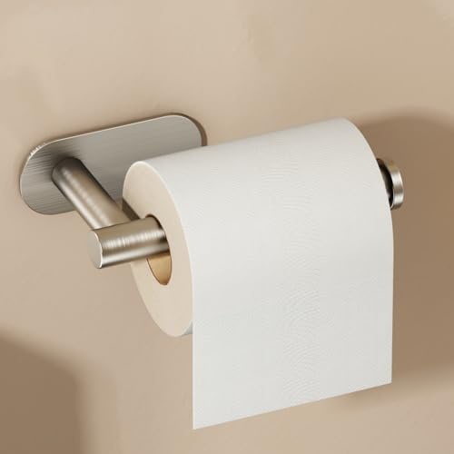Voldra Brushed Nickel Toilet Paper Holder - Self-Adhesive Wall Mount