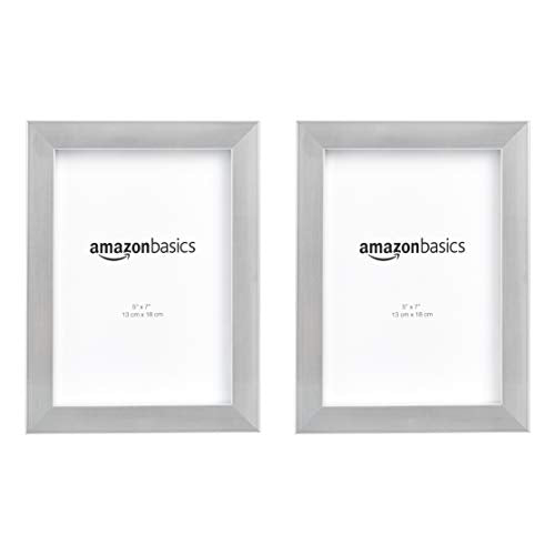 Amazon Basics Rectangular 5" x 7" Picture Frames, Nickel, 2-Pack