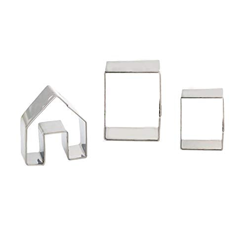 Mini Gingerbread House Cookie Cutters Set - Stainless Steel 3-Piece
