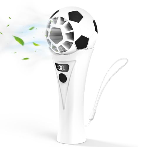 SZO Soccer-Style Handheld Fan, Rechargeable Clip-On Fan, Black & White