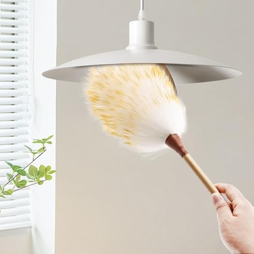 Natural Lambswool Duster 16-Inch Handheld with Wooden Handle (2-Pack)