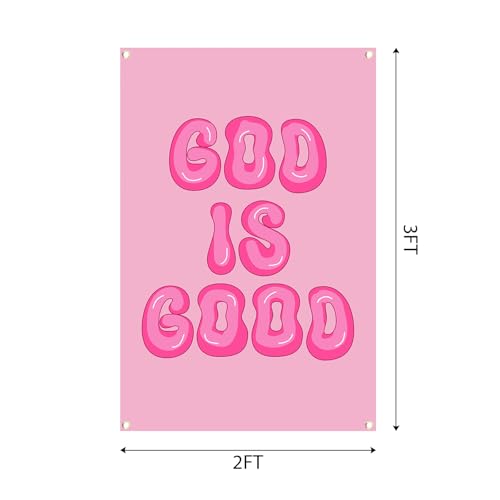 God is Good Pink Wall Decor Flag 2x3 Feet for Indoor & Outdoor