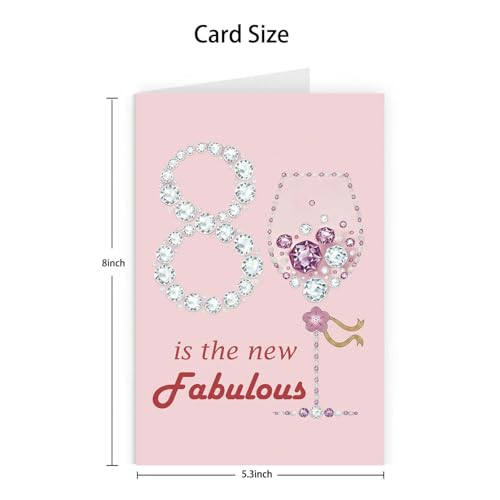 Elegant 80th Birthday Card for Her with Wine Glass Theme