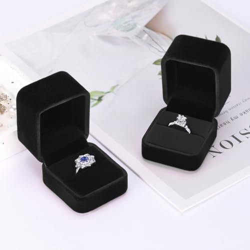 KUKUVR Velvet Wedding Ring Gift Box Set - 2 Mini Holders