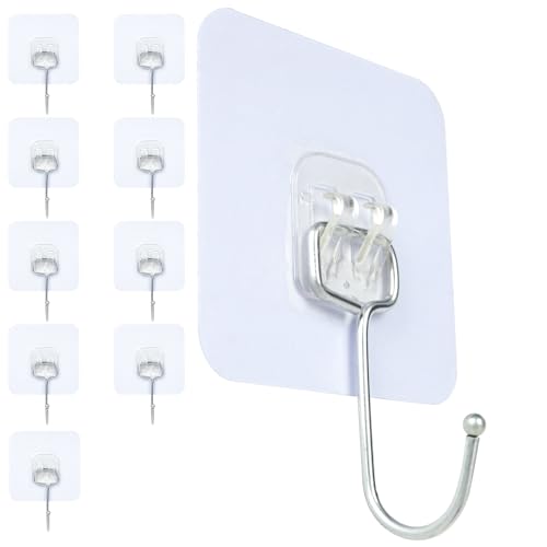 10-Pack Heavy Duty Adhesive Hooks for Towel & Coat Hanging