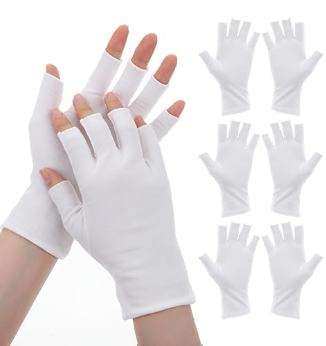FRCTLNKG 3 Pairs Cotton Fingerless Gloves for Sleeping and Skin Care