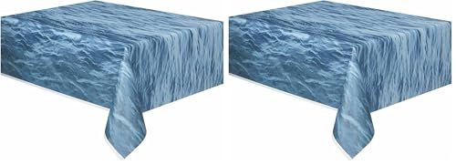 Blue Ocean Waves Rectangular Plastic Table Cover - 54"x108"