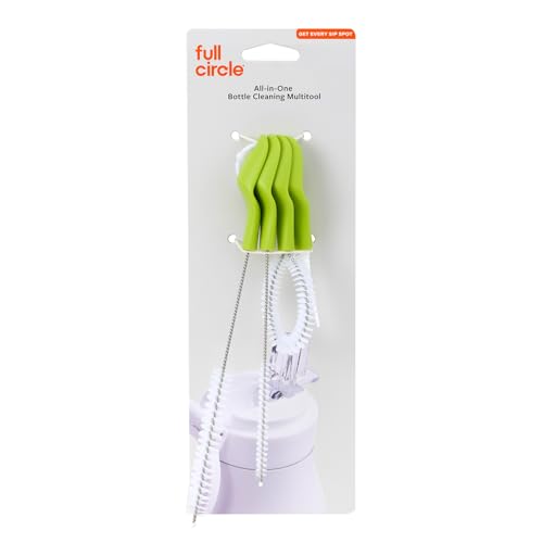 Full Circle All-in-One Bottle Cleaning Multitool - Green, 4-Piece Set