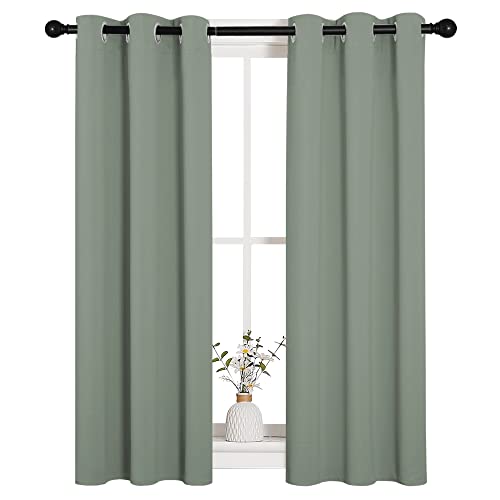 NICETOWN Greyish Green Blackout Curtain Panels, 29" x 45" (Pair)