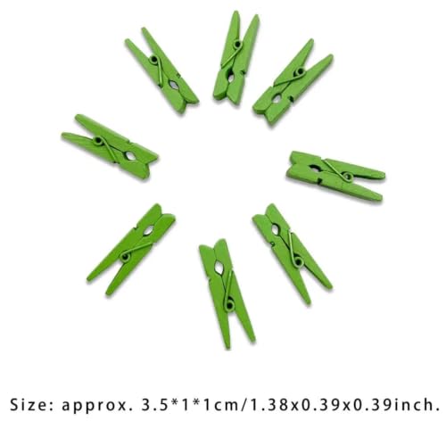 Mini Green Wooden Clips - 100 Pack for Crafts & Decorations