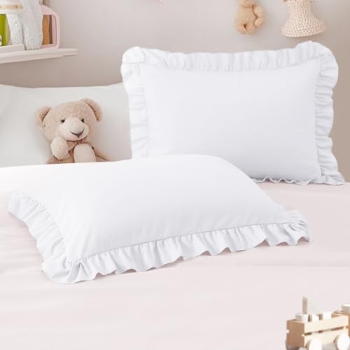 Toddler Pillowcases Set of 2 | 13x18 Ruffled Microfiber Covers