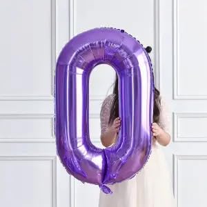 40 Inch Purple Number 0 Foil Balloon for Birthday & Wedding Celebrations