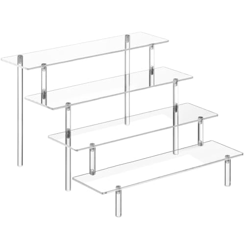 HENABLE 4-Tier Tall Clear Acrylic Display Risers for Perfume, Cosmetics & Collectibles