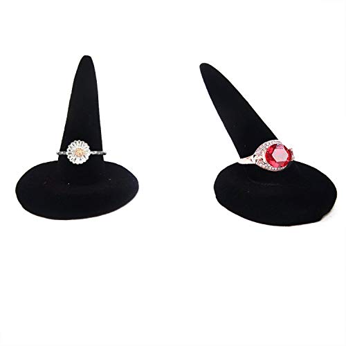 Black Velvet Ring Display Stand - 2pcs Jewelry Organizer