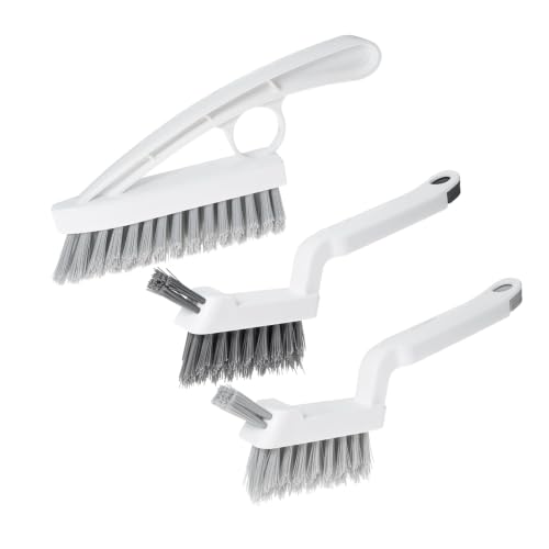 YUOILHY 3-Pack V-Shaped Grout Cleaner Brush Set - Stiff Nylon Bristles for Tile, Shower & Floor Cleaning