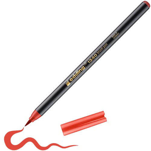 Edding 1340 Brush Pen - Red - Flexible Tip for Drawing & Calligraphy