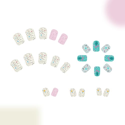 KKUUOO Easter Press on Nails Short Matte Square Fake Nails Colorful Egg Design