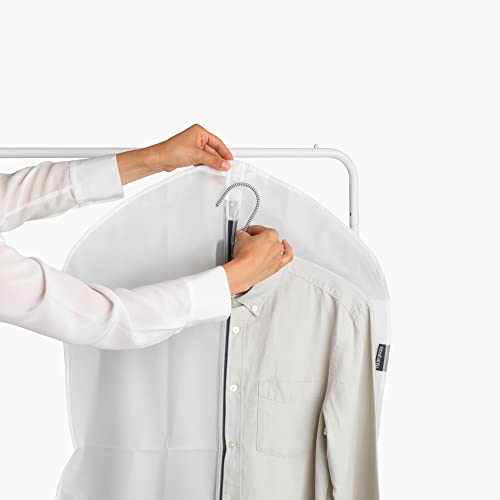 Brabantia 2 Pack X-Large Clear Hanging Clothes Protector Bags (White) Garment Covers for Closet Storage, Fits Long Coats Dresses, Dust & Moth Protection, Zip Close