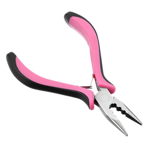 Hair Extension Pliers 3-Hole Mini Tool for Micro and Nano Rings Pink