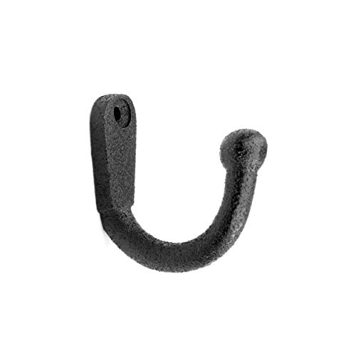 Renovators Supply Wrought Iron Single Wall Hook - Black Powder Coat (1 Pack)