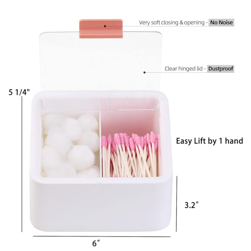 Tecbeauty 2-Slot Cotton Swab & Q-Tip Holder - White Bathroom Organizer Jar