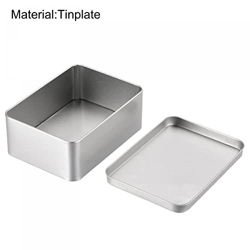 uxcell Rectangular Tin Box 4.92" x 3.54" x 1.89" for Storage & Organization