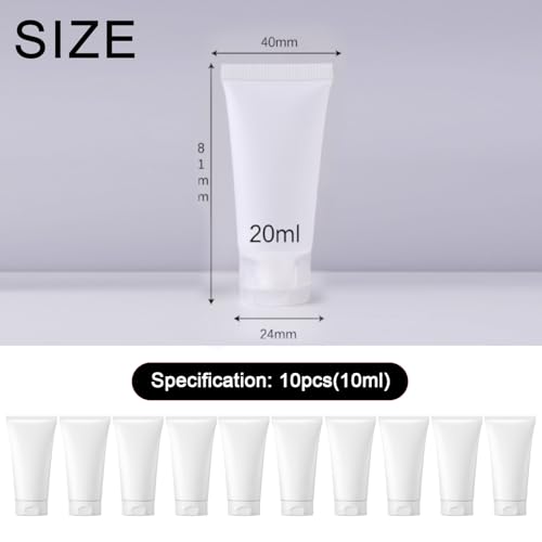 10-Pack Empty Squeeze Travel Bottles - 20ml Refillable Plastic Containers with Flip Caps for Lotions, Shampoos and Creams
