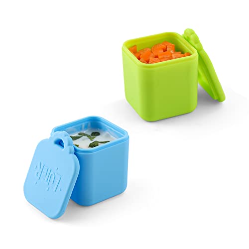 LUTER 4oz Dip Containers for Lunch Boxes - Blue & Green Silicone Set of 2