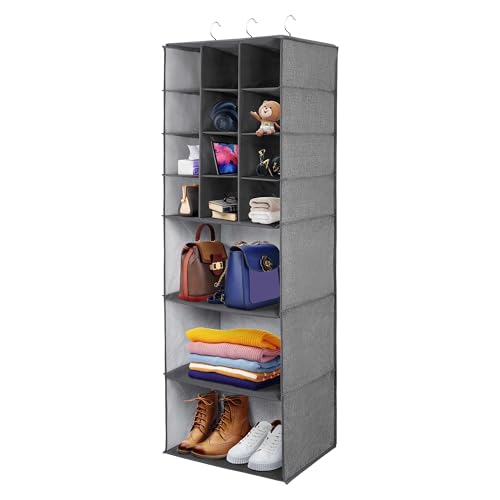 Libeder Grey Hanging Shoe Organizer with 15 Shelves - Space Saving Storage