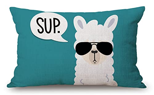 Funny Llama Lumbar Throw Pillow Cover 12x20 Inch - Decorative Cushion Case