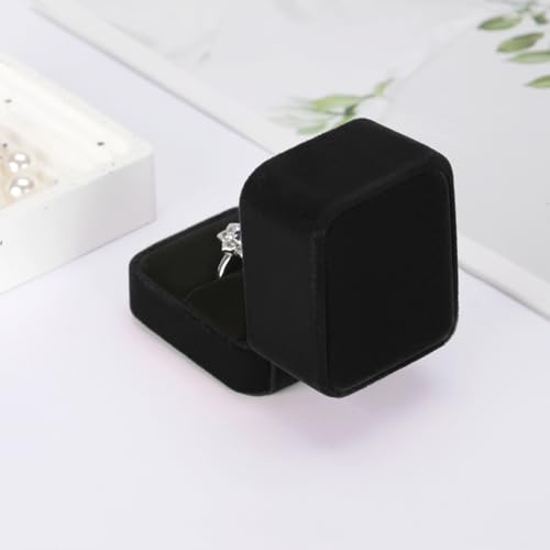 KUKUVR Velvet Wedding Ring Gift Box Set - 2 Mini Holders