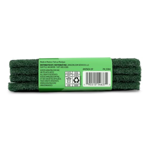 Amazon Basics Heavy Duty Scour Pads - 4 Pack Kitchen Scrubber