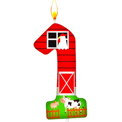 Farm Theme Number 1 Birthday Candle for First Birthday Parties
