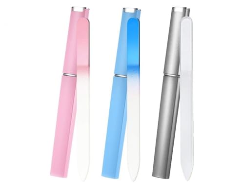 Aoshang 3 Pack Glass Nail Files with Cases Crystal Double Sided