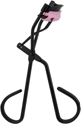 Eyelash Curler with Built-in Comb and Silicone Pads in Black